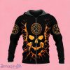 Black Viking Compass Flame Skull Zip Up 3D Hoodie Gift For Men And Women