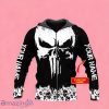 Black White Punisher Skull Custom Name Zip Up 3D Hoodie Gift For Men And Women