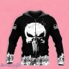 Black White Punisher Skull Zip Up 3D Hoodie Gift For Men And Women