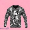 Black White Ray Bones Sword Skull Zip Up 3D Hoodie Gift For Men And Women