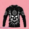 Black White Viking Compass Skull Zip Up 3D Hoodie Gift For Men And Women
