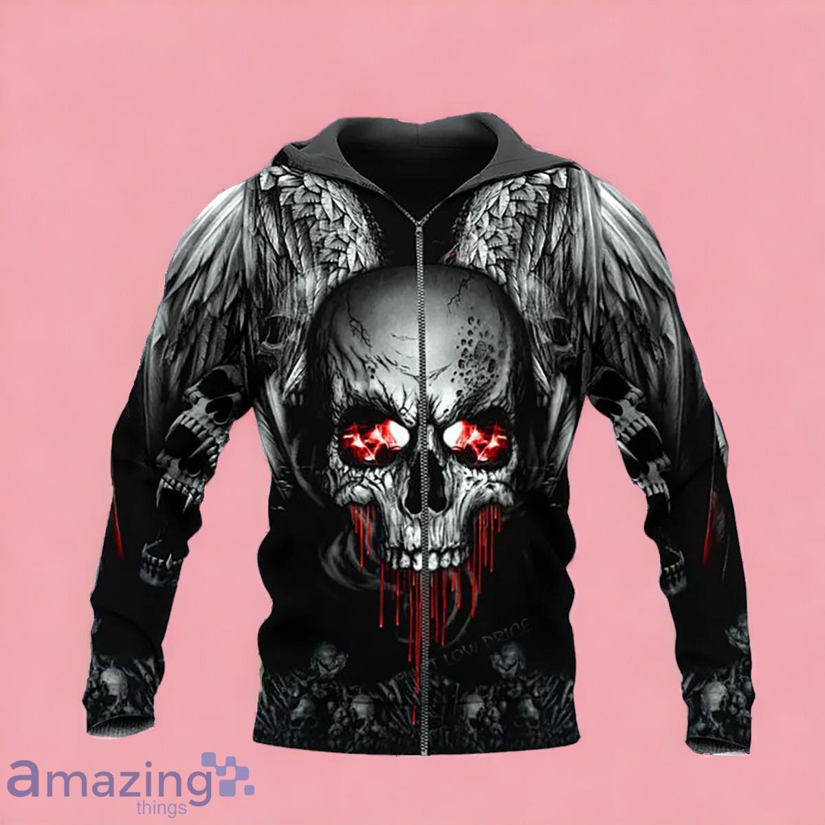 Bloody Skull Wing Zip Up 3D Hoodie Gift For Men And Women image Bloody Skull Wing Zip Up 3D Hoodie Gift For Men And Women Product Photo 1