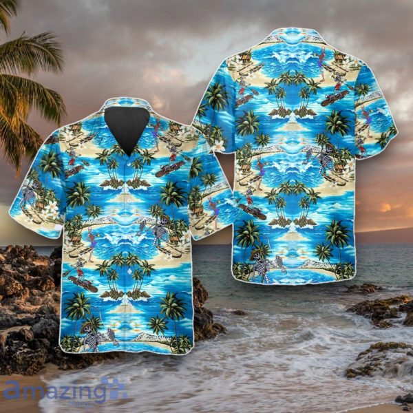 Blue Beach With Coconut Skull Hawaiian Shirt Style Gift For Men And Women Product Photo 1