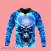 Blue Flaming Ghost Skull Zip Up 3D Hoodie Gift For Men And Women