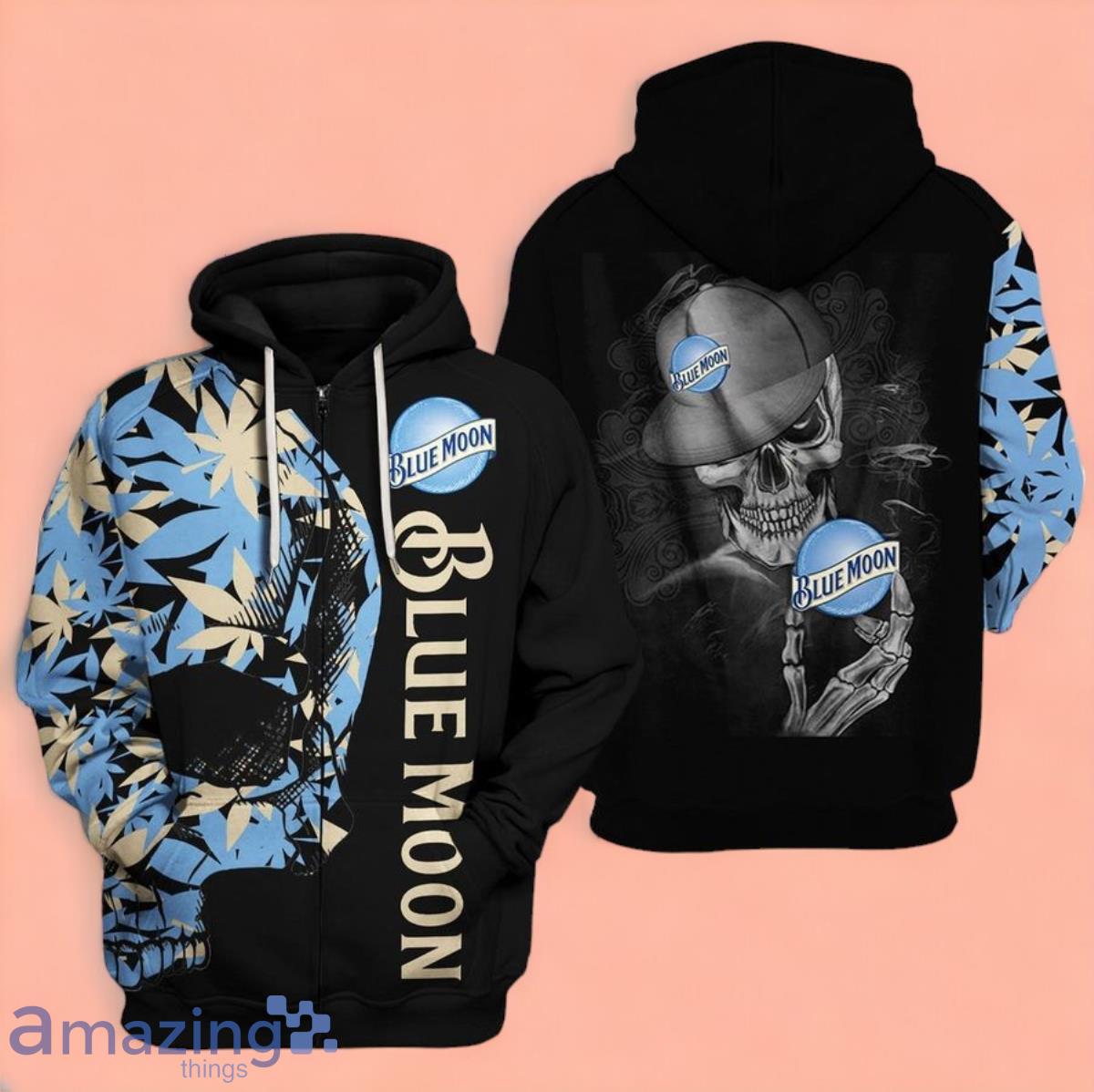 Blue Moon Beer Horror Skull And Leafs 3D Hoodie Impressive Gift For Men And Women image Blue Moon Beer Horror Skull And Leafs 3D Hoodie Impressive Gift For Men And Women Product Photo 1