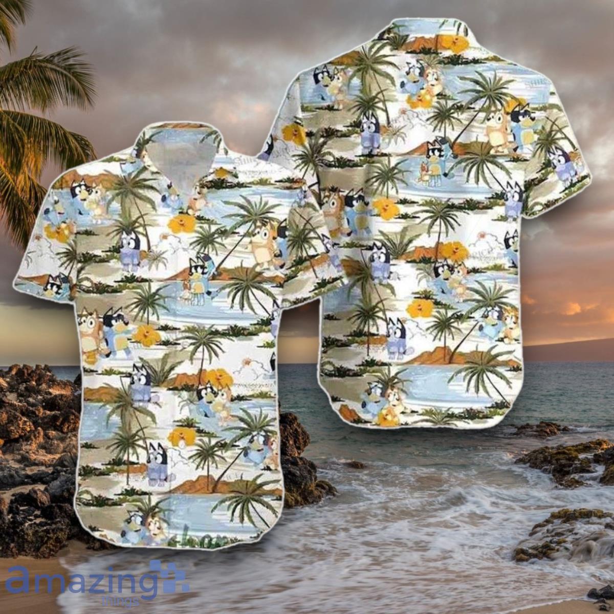 Bluey Hawaiian Shirt Bluey Bingo Characters Style Gift For Men And Women image Bluey Hawaiian Shirt Bluey Bingo Characters Style Gift For Men And Women Product Photo 1
