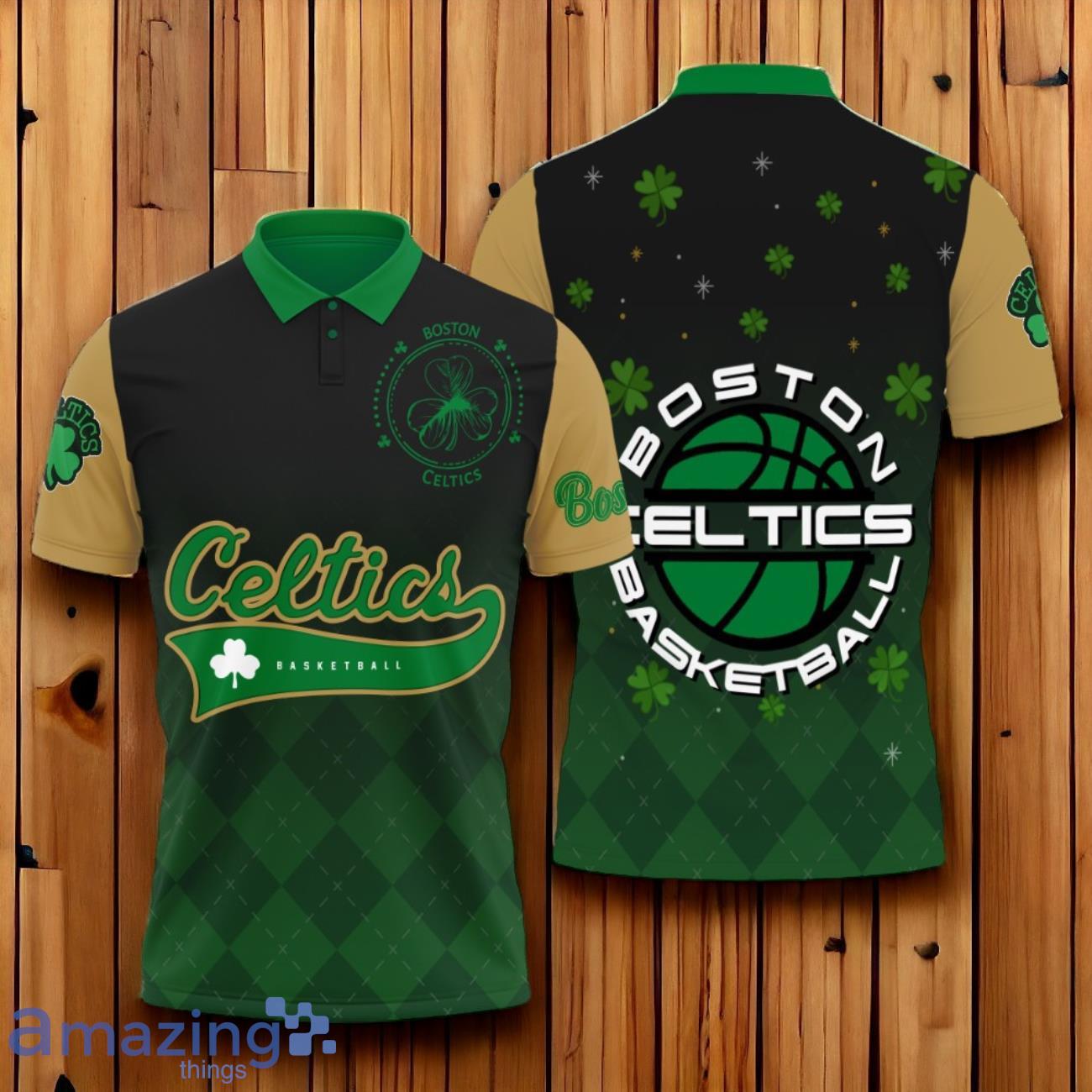Boston Celtics Basketball Patrick's Day Art Design New Polo Shirt Product Photo 1