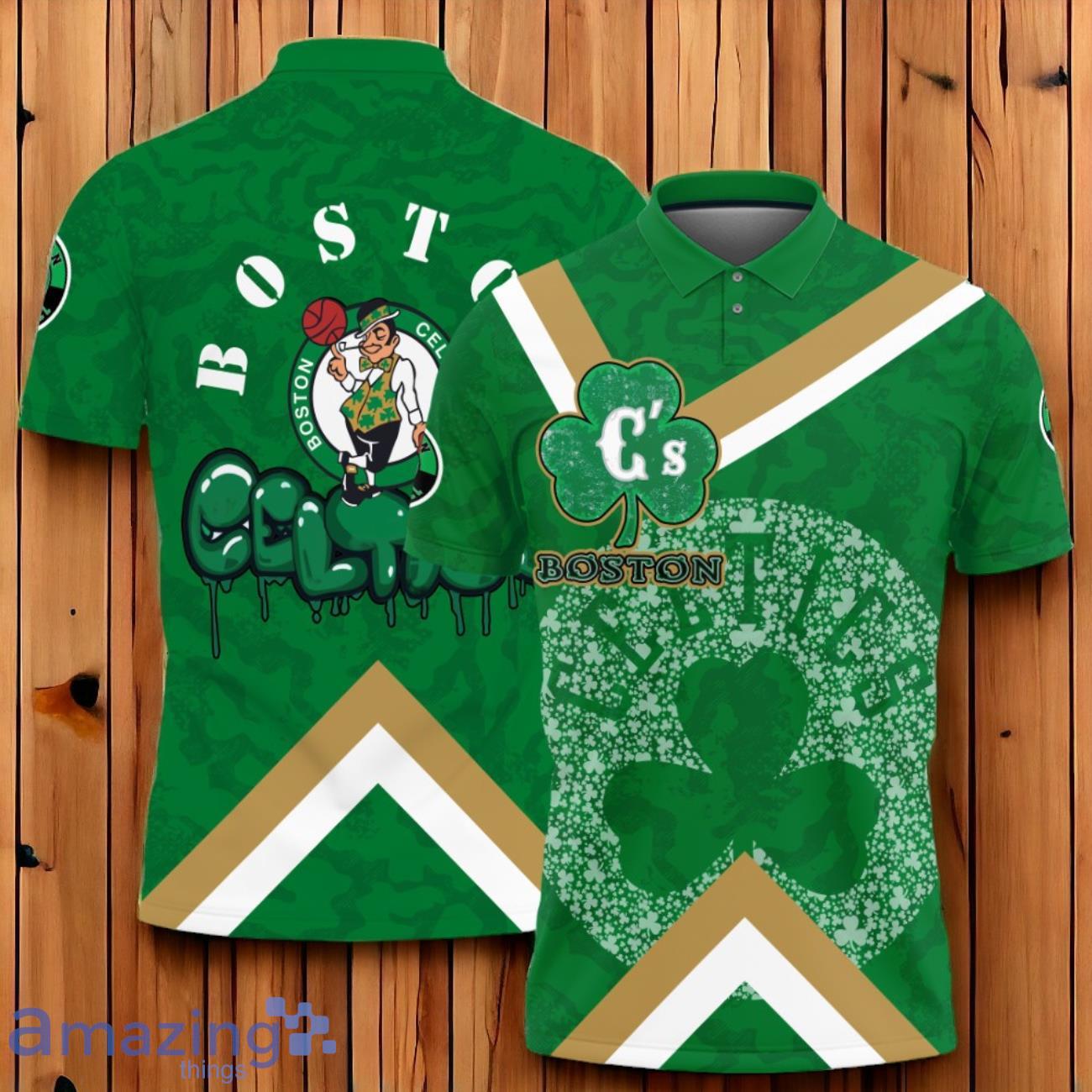 Boston Celtics Basketball Patrick's Day Art Design Polo Shirt Product Photo 1