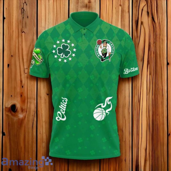 Boston Celtics Happy Saint Patrick's Day Basketball Polo Shirt Product Photo 2