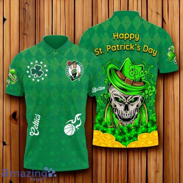 Boston Celtics Happy Saint Patrick's Day Basketball Polo Shirt Product Photo 1