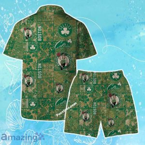 Boston Celtics NBA Logo Vintage Floral Pattern Hawaiian Shirt & Short Product Photo 2
