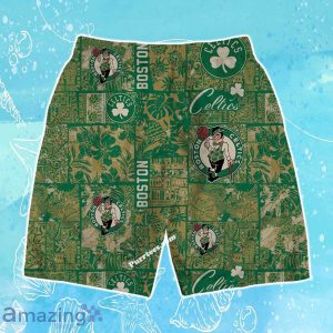 Boston Celtics NBA Logo Vintage Floral Pattern Hawaiian Shirt & Short Product Photo 4