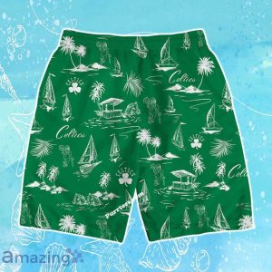 Boston Celtics Team Logo Beach Vibes Pattern Hawaiian Shirt & Short Product Photo 4