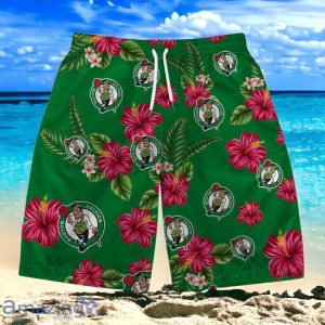 Boston Celtics Team Logo Hawaiian Shirt And Short Floral Pattern Product Photo 3