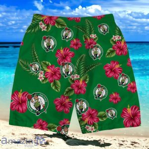 Boston Celtics Team Logo Hawaiian Shirt And Short Floral Pattern Product Photo 4