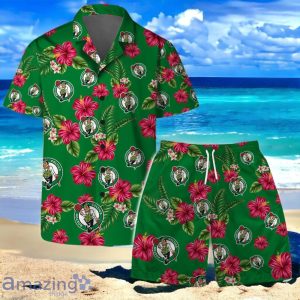 Boston Celtics Team Logo Hawaiian Shirt And Short Floral Pattern Product Photo 1