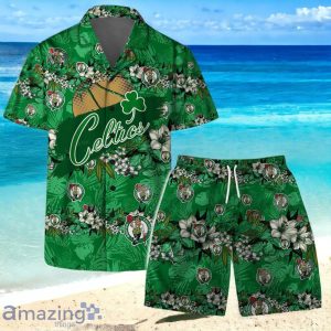 Boston Celtics Team Logo Pattern Never Stop Hawaiian Shirt And Short Product Photo 1
