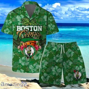 Boston Celtics Team Logo Pattern Retro Hawaiian Shirt And Short Product Photo 1