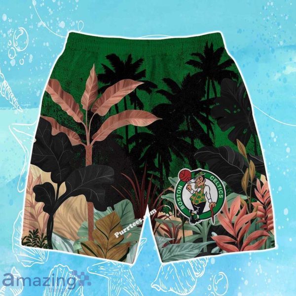 Boston Celtics Team Logo Pattern Tropical Hawaiian Shirt & Short Product Photo 4