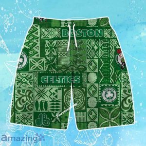 Boston Celtics Team Logo Tropical Pattern Hawaiian Shirt & Short Product Photo 3