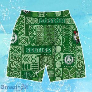 Boston Celtics Team Logo Tropical Pattern Hawaiian Shirt & Short Product Photo 4