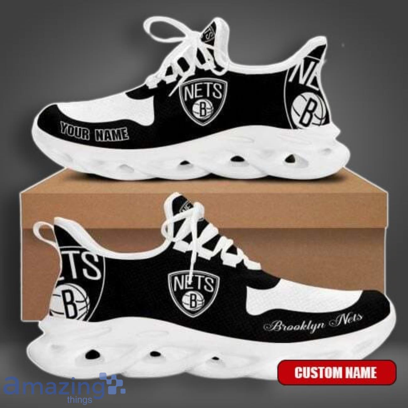 Brooklyn Nets Black Custom Name Max Soul Shoes Leading The Trend Of Sport Sneakers image Brooklyn Nets Black Custom Name Max Soul Shoes Leading The Trend Of Sport Sneakers Product Photo 1