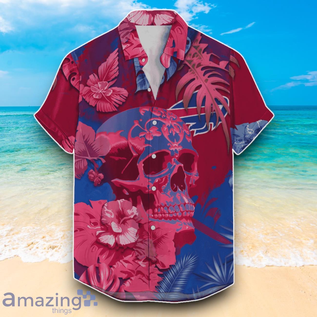 Buffalo Bills NFL Hawaiian Shirt Floral And Skull Unique Design For Fans image Buffalo Bills NFL Hawaiian Shirt Floral And Skull Unique Design For Fans Product Photo 1