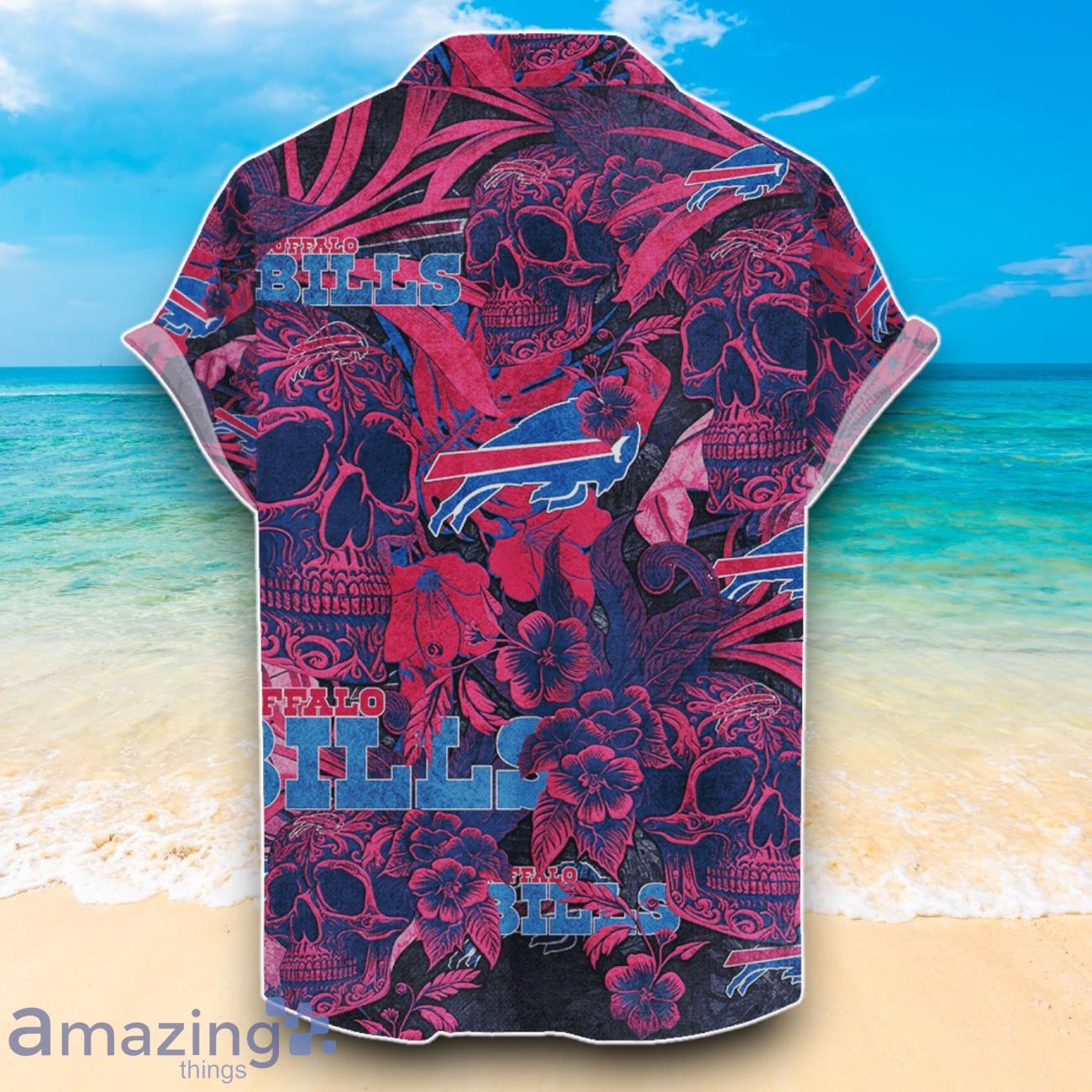 Buffalo Bills NFL Hawaiian Shirt Jungle Skull Unique Design For Fans image Buffalo Bills NFL Hawaiian Shirt Jungle Skull Unique Design For Fans Product Photo 2