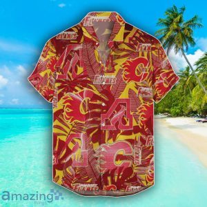 Calgary Flames Set Hawaiian Shirt And Shorts Combo Retro Style For Fans Product Photo 2