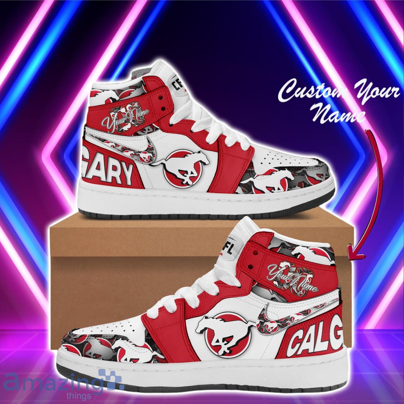 Calgary Stampeders Air Jordan High Top Custom Number & Name Fashionable Sneakers For Sport Fans Product Photo 1