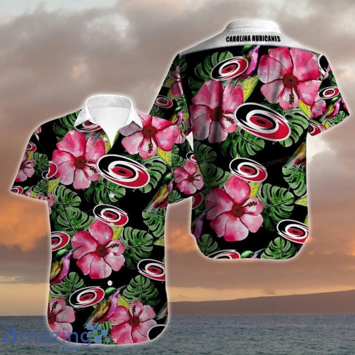 Carolina Hurricanes Hawaiian Shirt Tropical Flowers Summer For Fan image Carolina Hurricanes Hawaiian Shirt Tropical Flowers Summer For Fan Product Photo 1