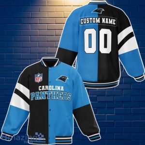 Carolina Panthers Baseball Jacket Custom Number & Name Youth Style For Fans Product Photo 1