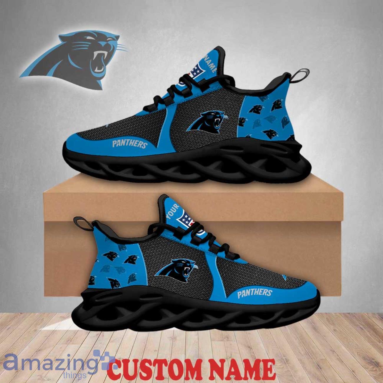 Carolina Panthers Max Soul Shoes Logo Pattern Custom Name Best Gift For NFL Fans image Carolina Panthers Max Soul Shoes Logo Pattern Custom Name Best Gift For NFL Fans Product Photo 2