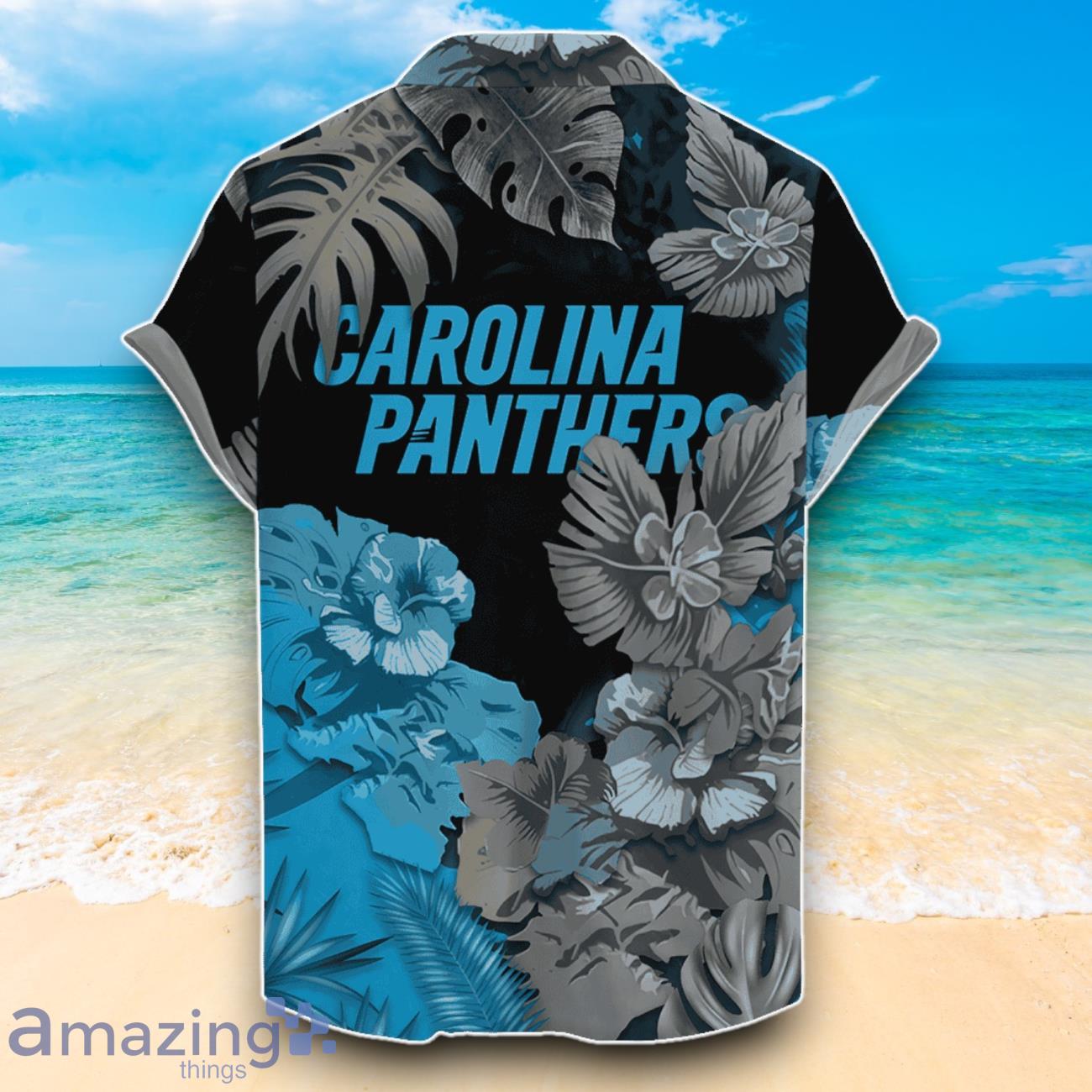 Carolina Panthers NFL Hawaiian Shirt Floral And Skull Unique Design For Fans image Carolina Panthers NFL Hawaiian Shirt Floral And Skull Unique Design For Fans Product Photo 2