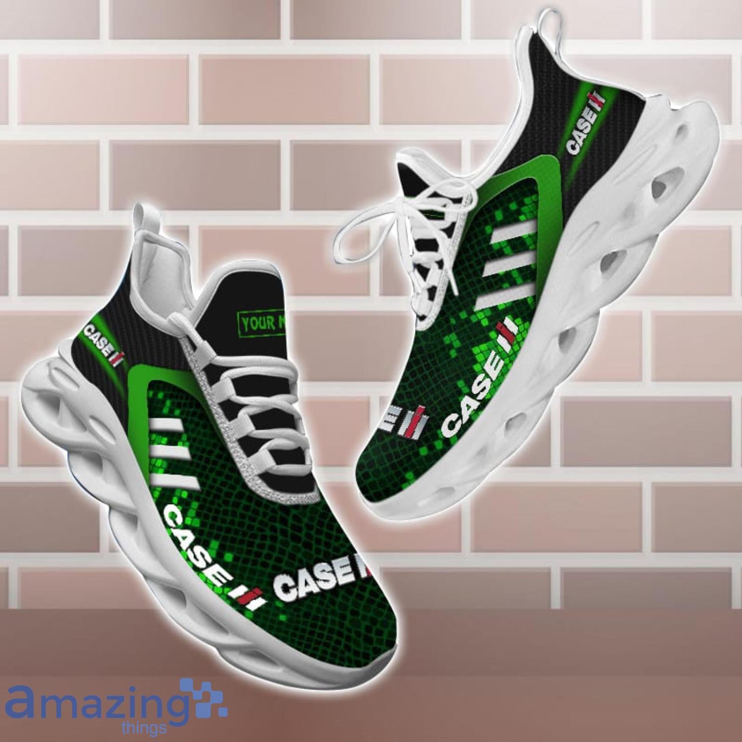Case IH Shoes Green Square Pattern Custom Name Max Soul Sneakers For Men Women Product Photo 1