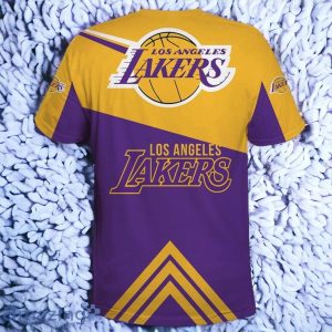 Cheap Price NBA Basketball Los Angeles Lakers Men's T-Shirt 3D Sleeve O Neck Product Photo 2