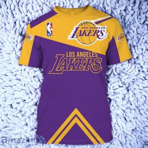 Cheap Price NBA Basketball Los Angeles Lakers Men's T-Shirt 3D Sleeve O Neck Product Photo 1