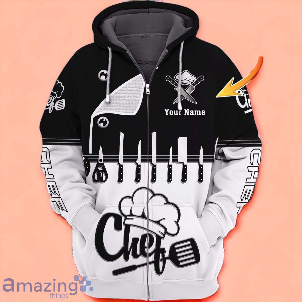 Chef Personalized Name 3D Hoodie Impressive Gift image Chef Personalized Name 3D Hoodie Impressive Gift Product Photo 1