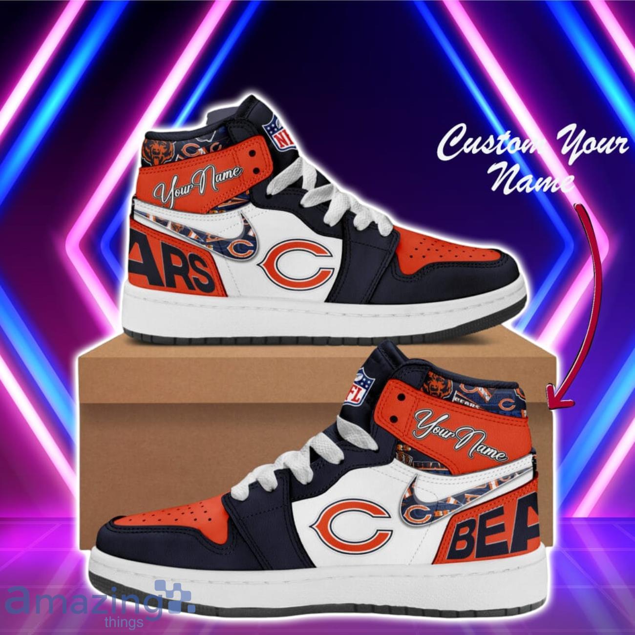 Chicago Bears NFL Air Jordan High Top Fashionable Sneakers For Sport Fans Custom Name Product Photo 1