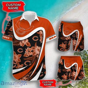 Chicago Bears NFL Floral Hawaiian Shirt And Shorts Custom Name Casual Comfort Combo For Fans Product Photo 1