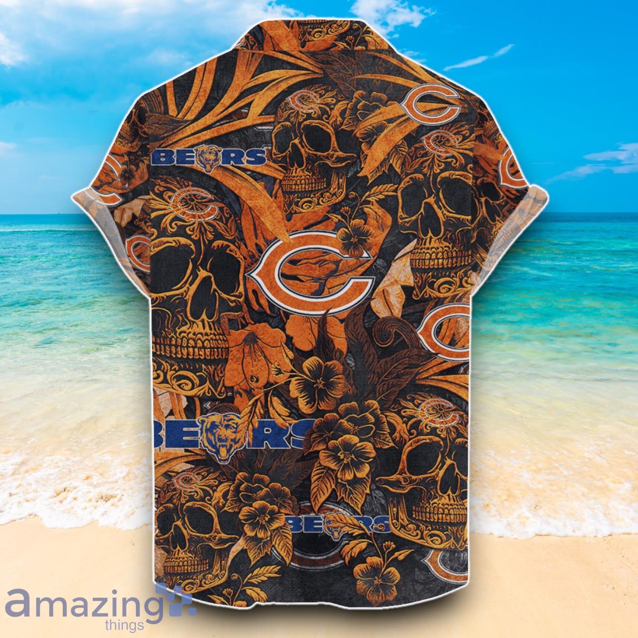 Chicago Bears NFL Hawaiian Shirt Jungle Skull Unique Design For Fans image Chicago Bears NFL Hawaiian Shirt Jungle Skull Unique Design For Fans Product Photo 2