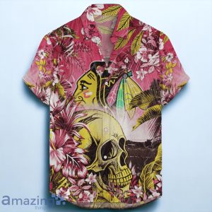 Chicago Blackhawks NHL Hawaiian Shirt Tropical Skull Design For Men Women Product Photo 1