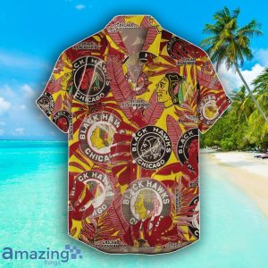 Chicago Blackhawks Set Hawaiian Shirt And Shorts Combo Retro Style For Fans Product Photo 2
