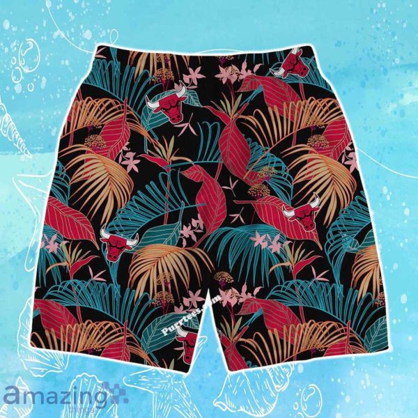 Chicago Bulls Team Logo Pattern Aloha Colorful Hawaiian Shirt & Short Product Photo 4