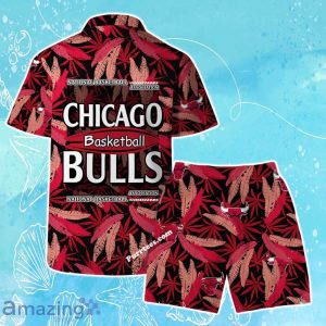 Chicago Bulls Team Logo Pattern Leaves Vintage Art Hawaiian Shirt & Short Product Photo 2