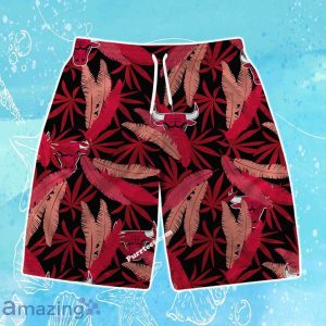 Chicago Bulls Team Logo Pattern Leaves Vintage Art Hawaiian Shirt & Short Product Photo 3