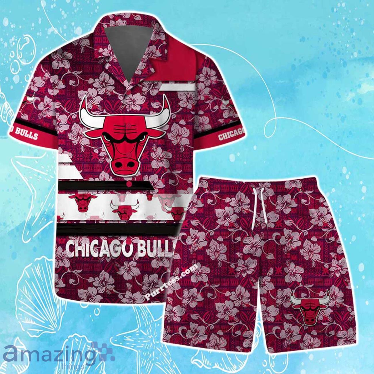 Chicago Bulls Team Logo Pattern Vintage Aloha Hawaiian Shirt & Short image Chicago Bulls Team Logo Pattern Vintage Aloha Hawaiian Shirt & Short Product Photo 1