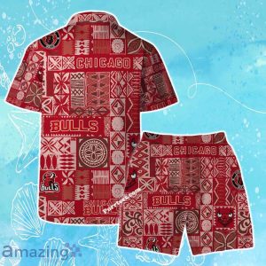Chicago Bulls Team Logo Tropical Pattern Hawaiian Shirt & Short Product Photo 2