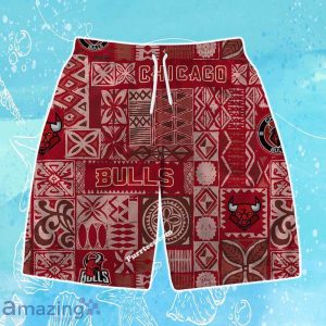 Chicago Bulls Team Logo Tropical Pattern Hawaiian Shirt & Short Product Photo 3