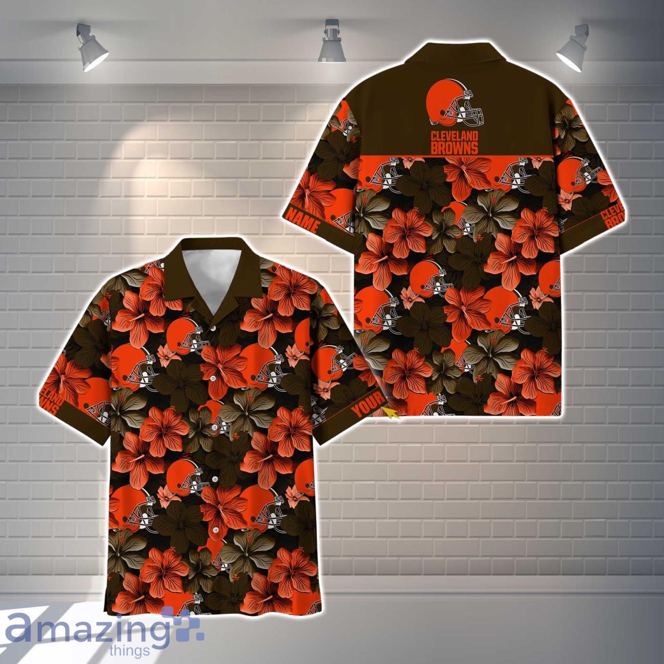 Cleveland Browns NFL Flower Hawaiian Shirt Custom Name Gift Ideas For Men Women image Cleveland Browns NFL Flower Hawaiian Shirt Custom Name Gift Ideas For Men Women Product Photo 1